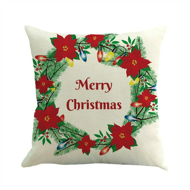 Christmas Cotton Pillow Cushion Cover Throw Case Sofa Home Office Decor Linen 
